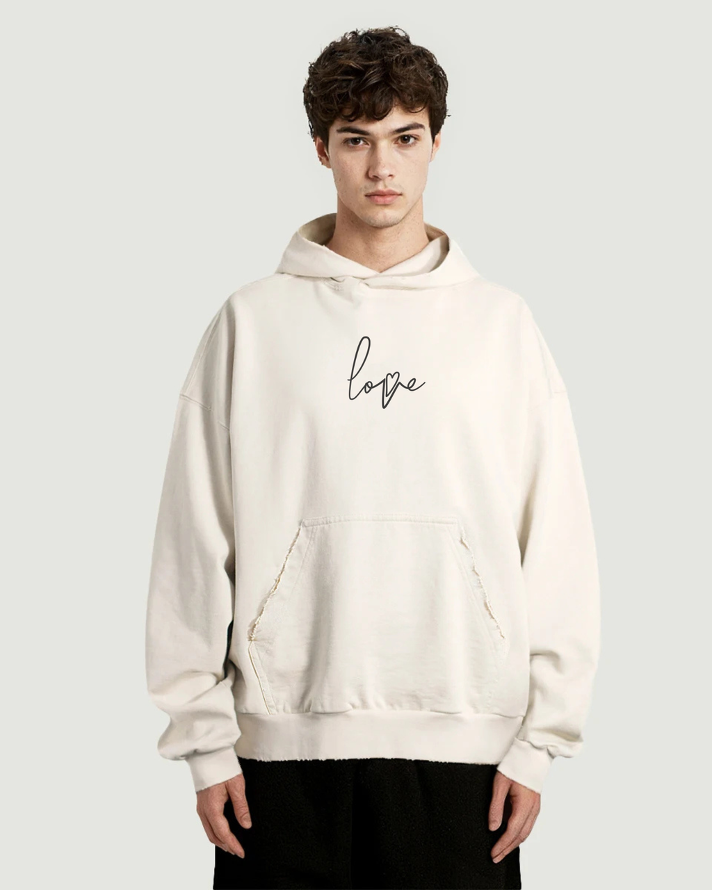 Sudadera con capucha Love Beige