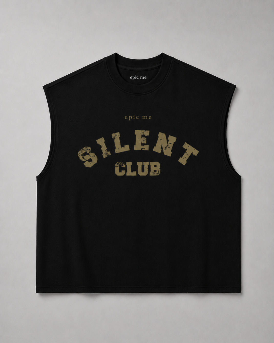 Camiseta sin mangas negra de algodón 100% con diseño minimalista y silueta amplia Silent Club Gold