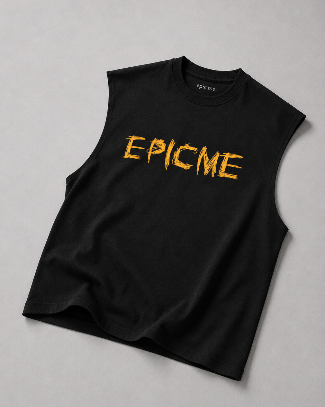 Camiseta sin manga negra de algodón con logo EPICME y corte boxy fit