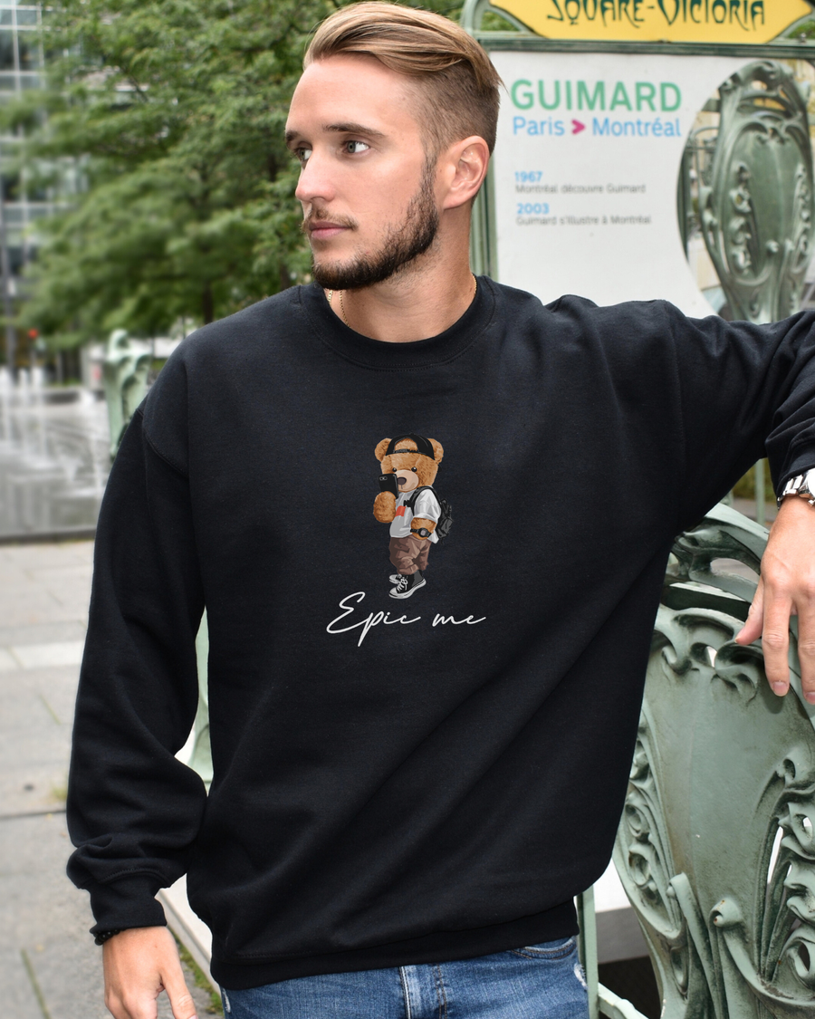 Sudadera Sin Capucha Negra Epic Me Bear