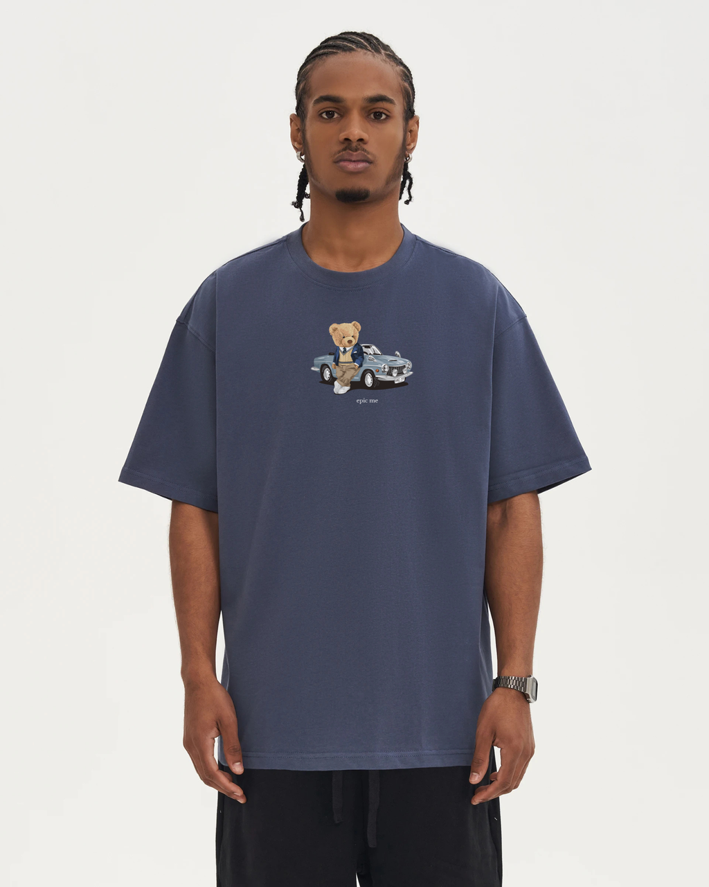 Camiseta Corte Cuadrado Bear Azul Pizarra - Epic me