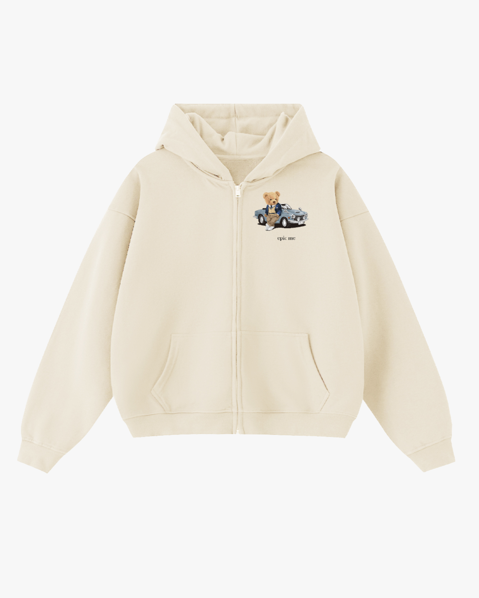 Sudadera con Capucha y Cremallera Bear Crudo