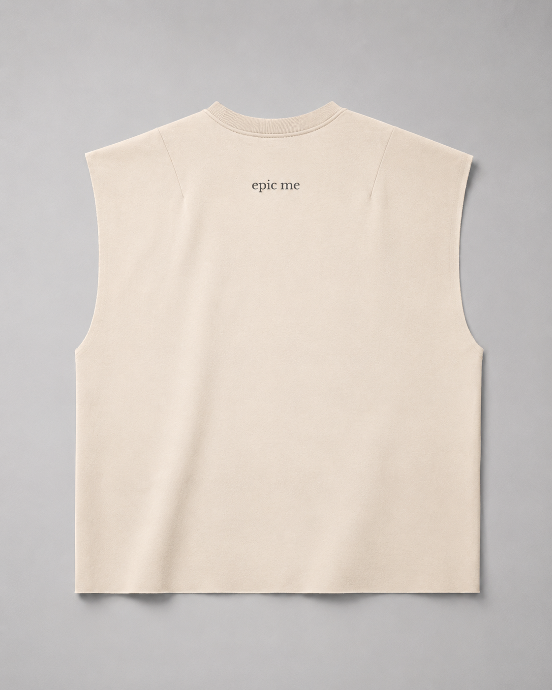 Camiseta sin mangas algodón beige Think Different con corte boxy fit y diseño minimalista