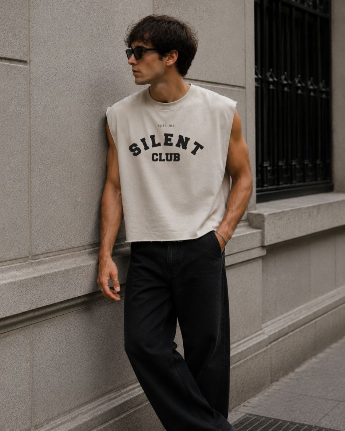 Camiseta sin mangas beige Silent Club