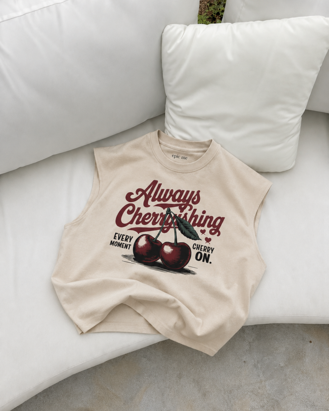 Camiseta sin mangas Cherry Beige
