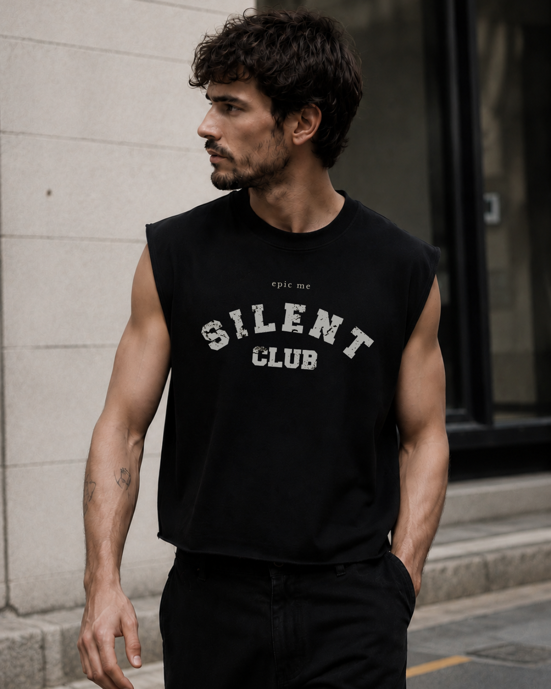 Camiseta sin mangas negra Silent Club