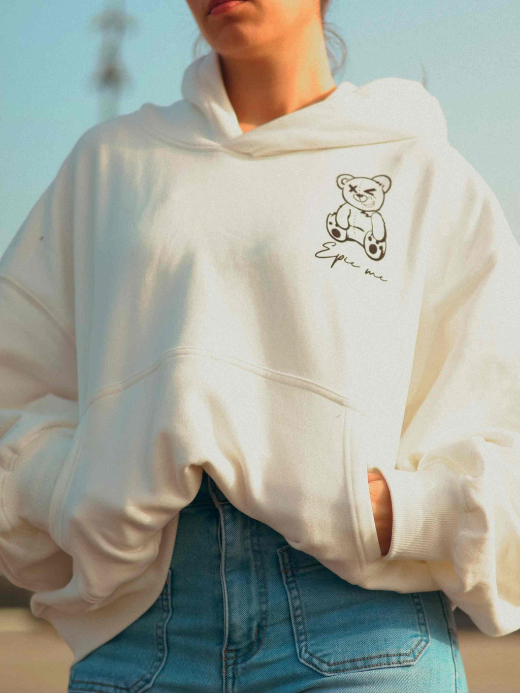 Sudadera con Capucha Broken Bear Blanca