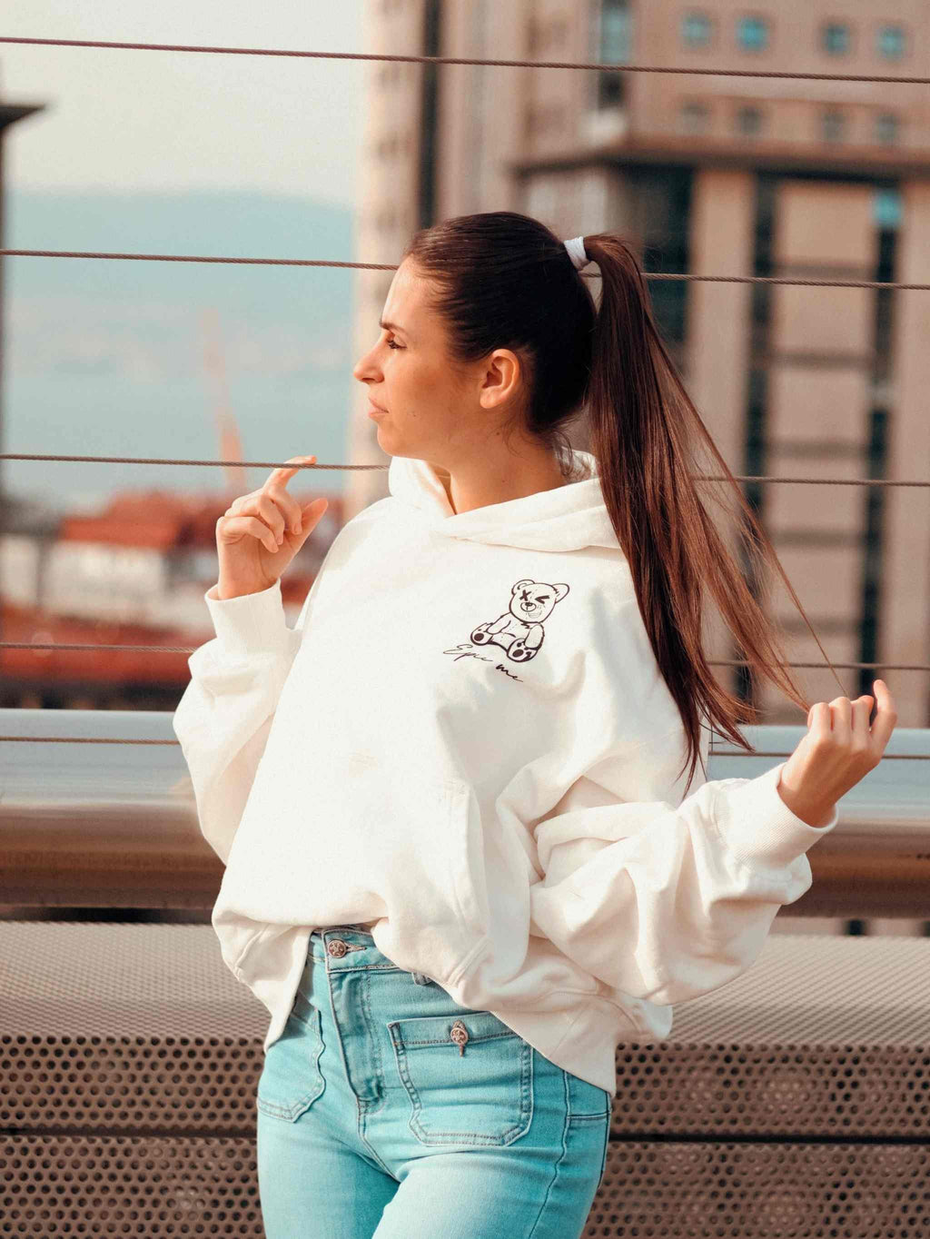 Sudadera con Capucha Broken Bear Blanca