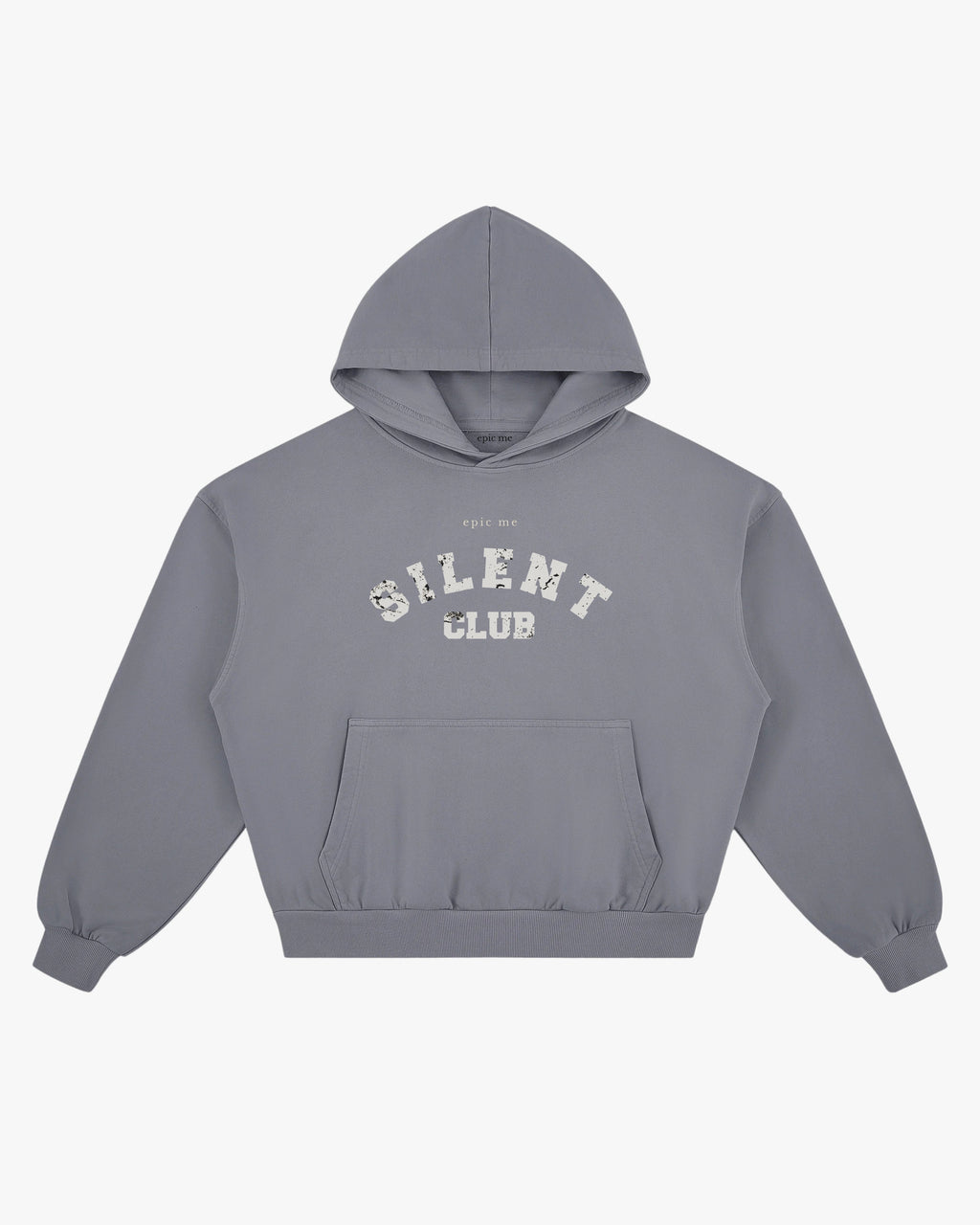 Sudadera boxy hombre con capucha y estampado vintage Silent Club en algodón 100% felpa francesa