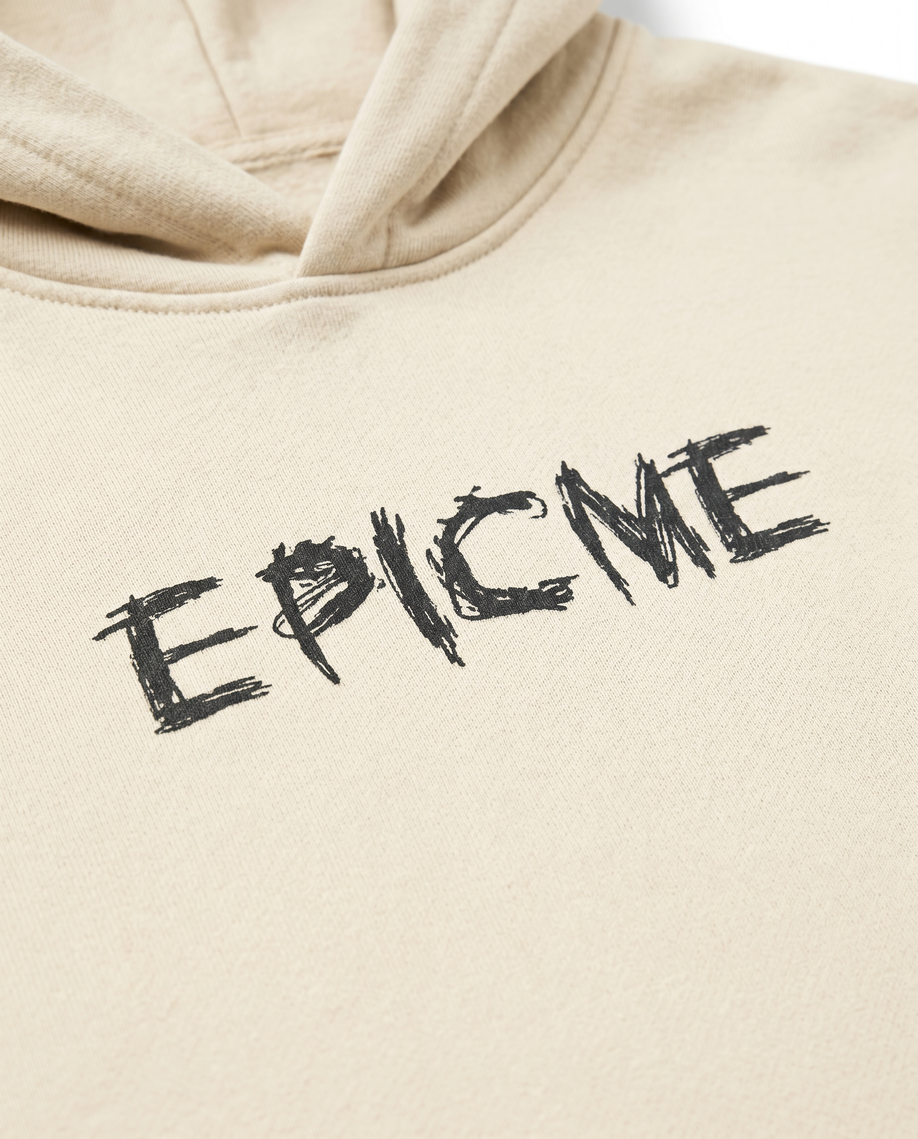 Sudadera con capucha EPICME crudo cropped oversize de algodón premium con logo grafiti en el pecho