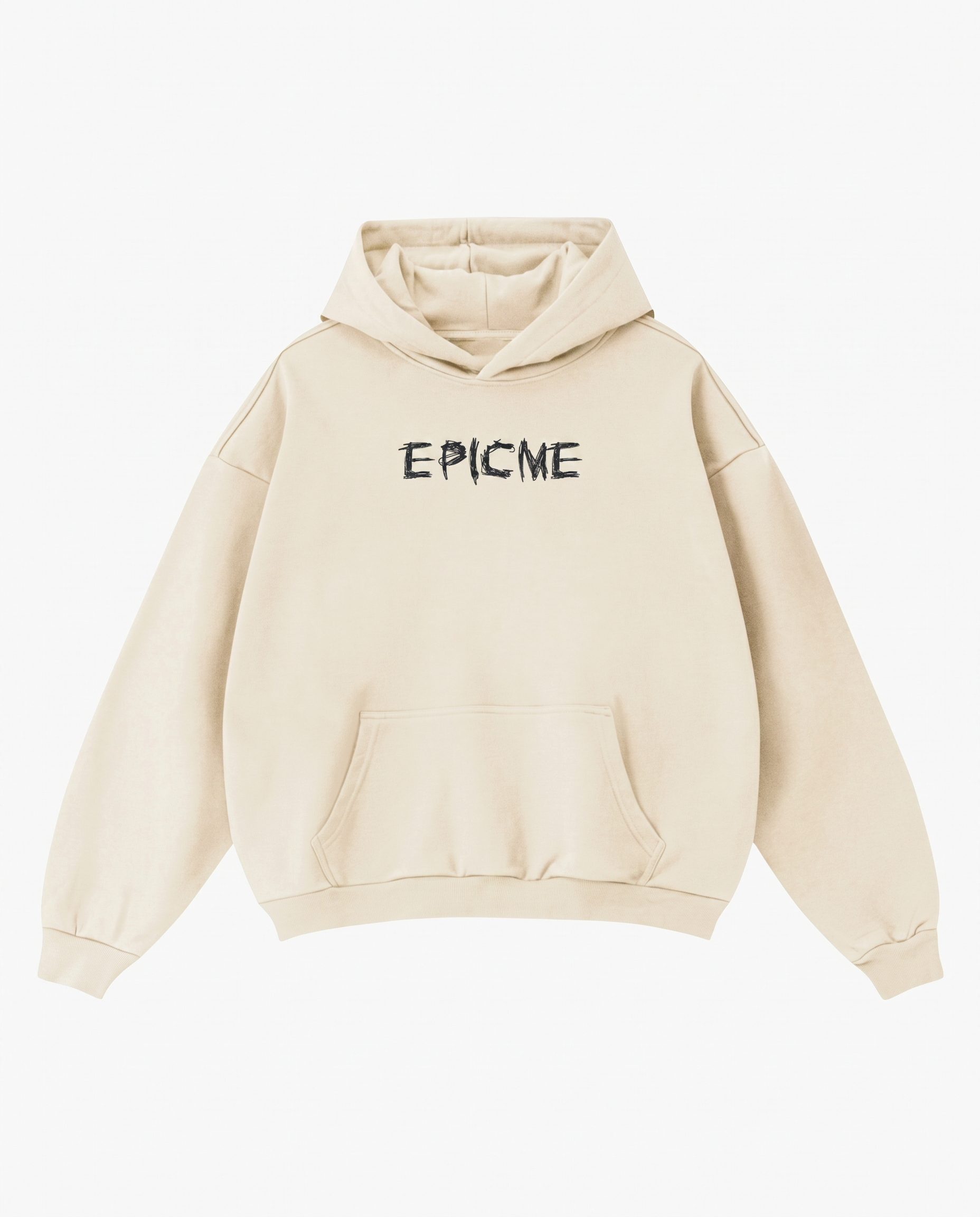 Sudadera con capucha EPICME crudo cropped oversize de algodón premium con logo grafiti en pecho