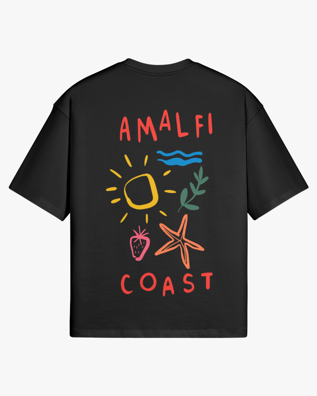 camiseta Amalfi Coast EPIC ME negra diseño espalda