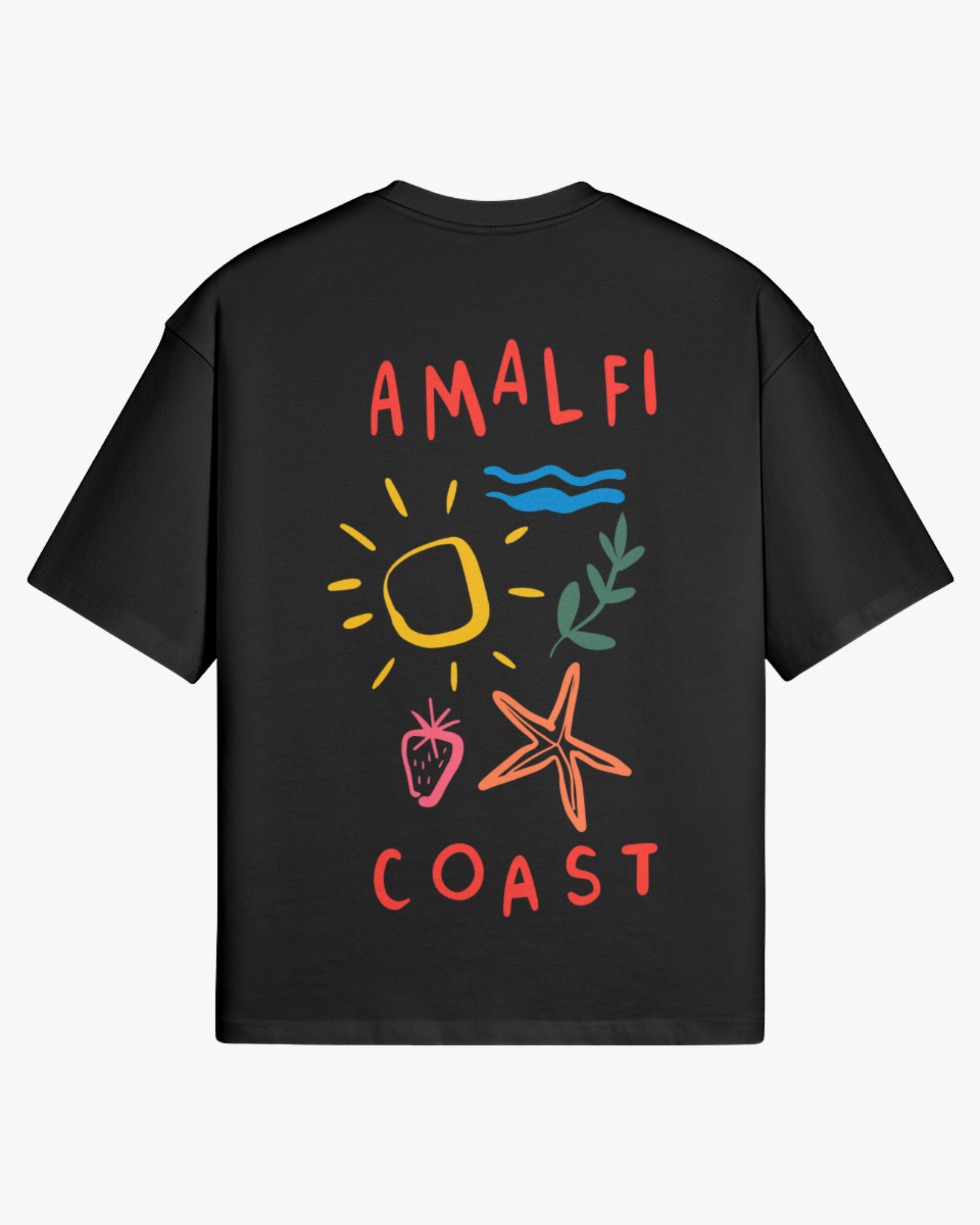 camiseta Amalfi Coast EPIC ME negra diseño espalda