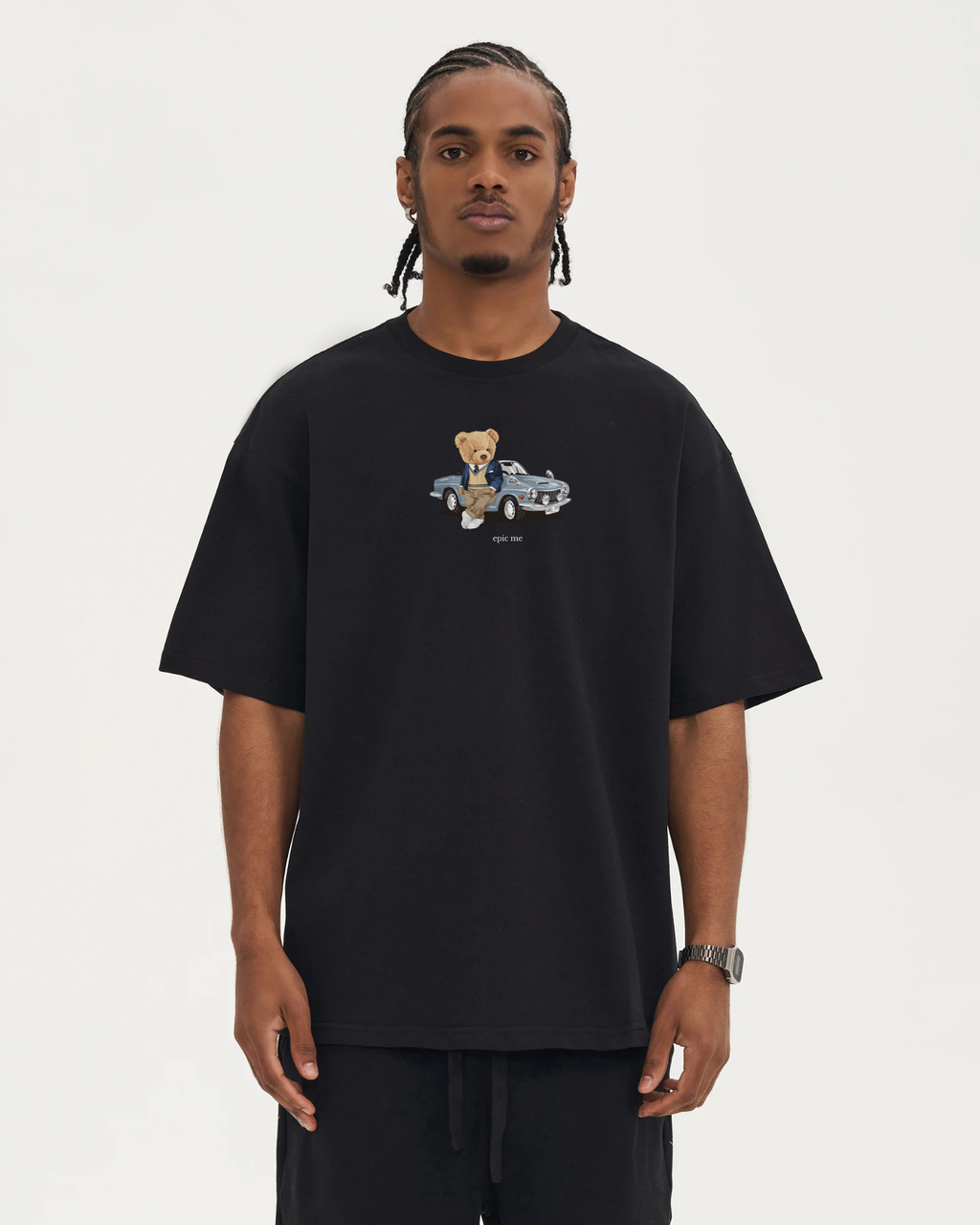 Camiseta corte cuadrado Bear Negra EPIC ME algodón premium