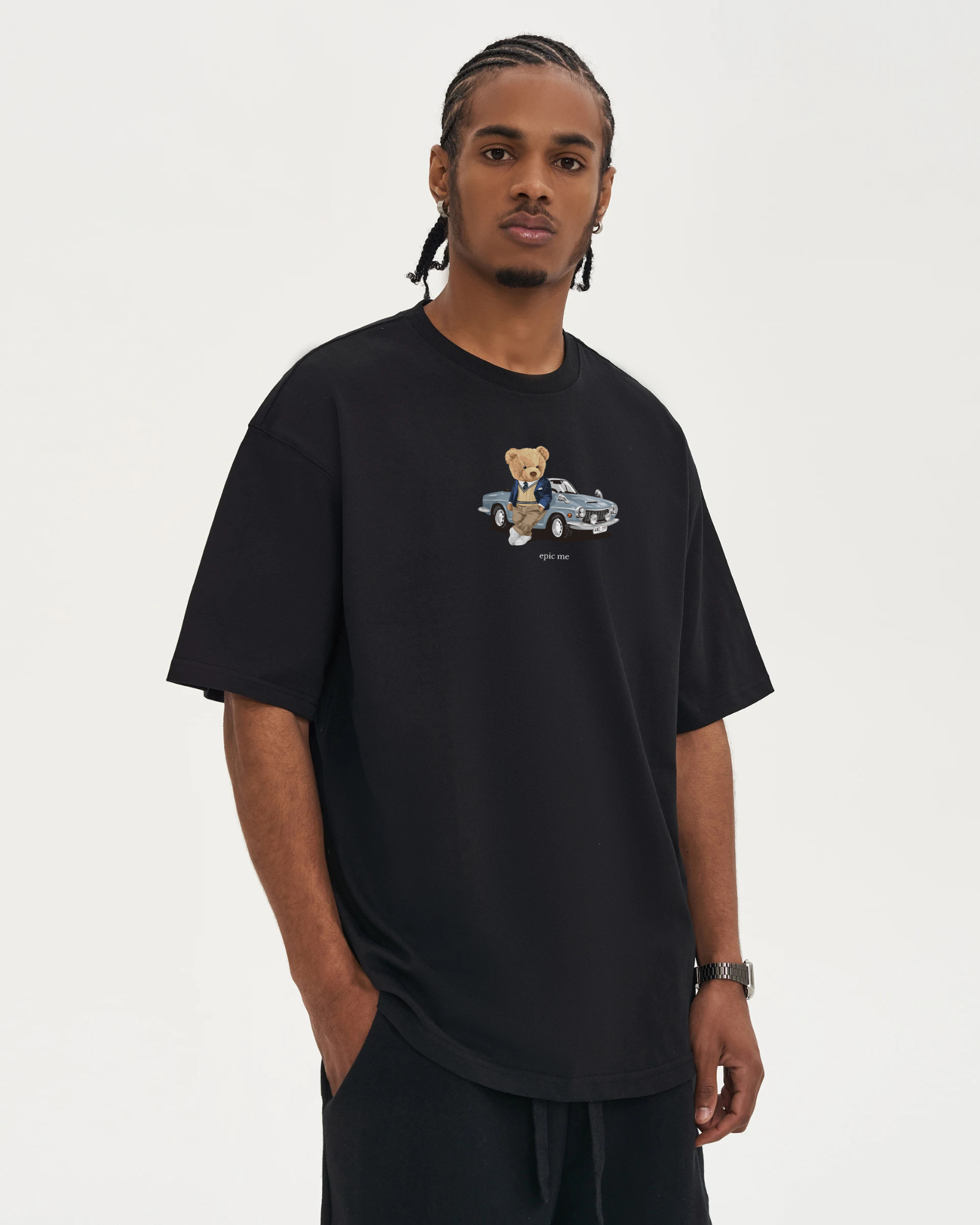 Camiseta negra ajuste holgado EPIC ME gráfico Bear frontal