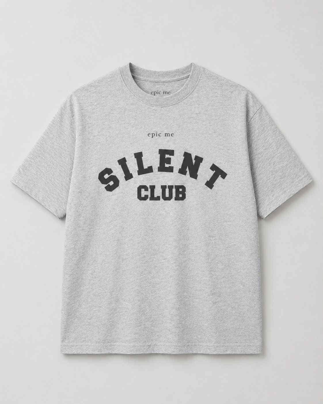 Camiseta gris hombre corte cuadrado boxy fit algodón pesado Epic Me vista frontal