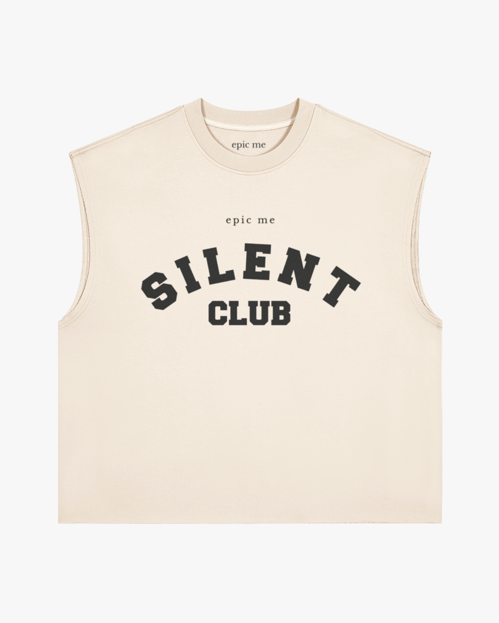 camiseta sin mangas beige silent club con estampado frontal