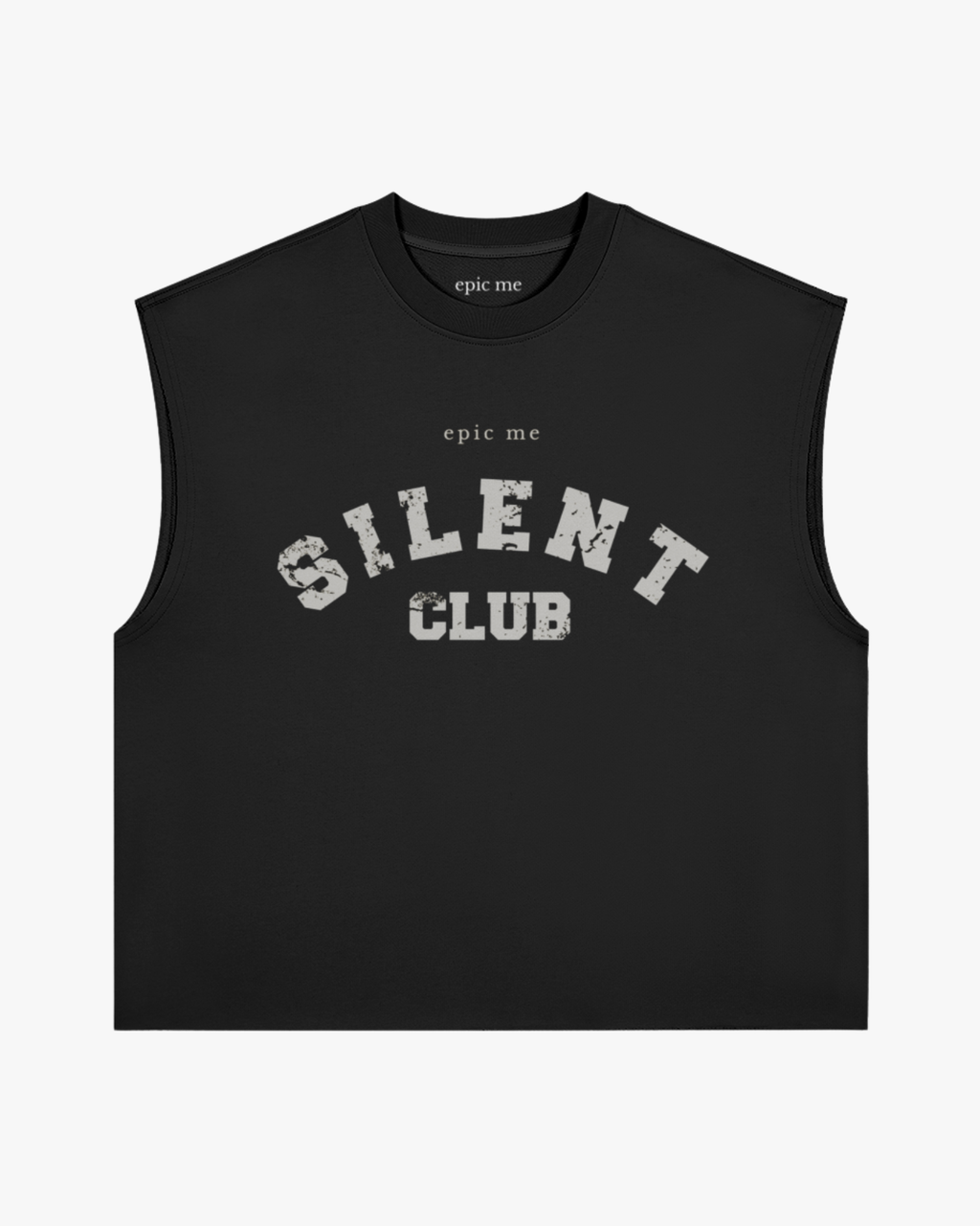 camiseta sin mangas negra silent club con estampado frontal