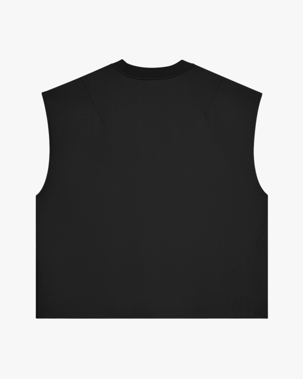 camiseta negra sin mangas parte trasera diseño minimal