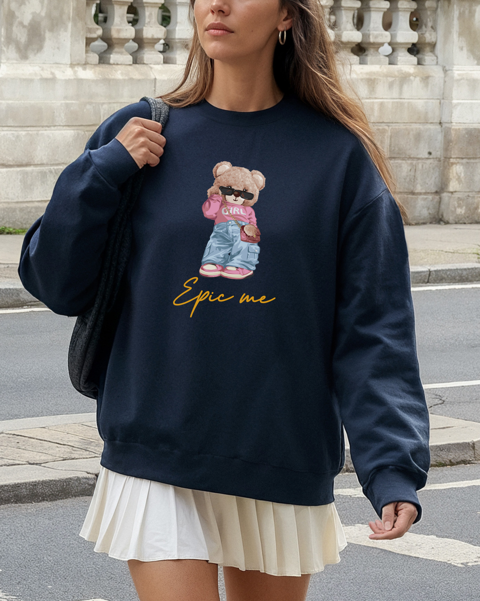 sudadera azul marino Bear Epic Me estilo urbano