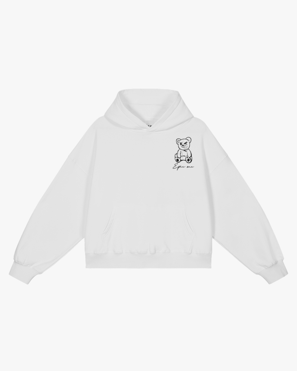 sudadera con capucha broken bear epic me blanca frontal