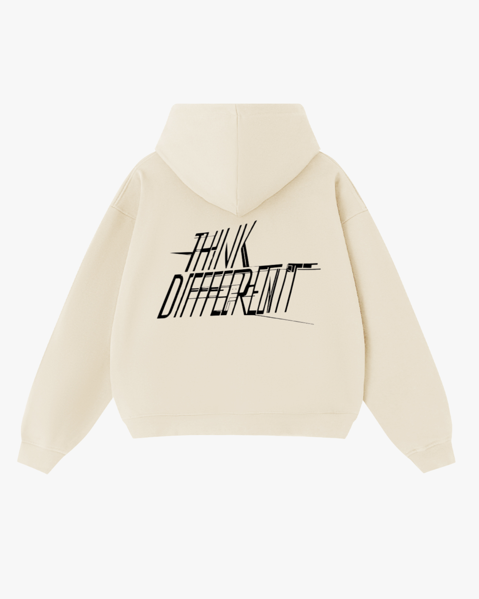 Sudadera con capucha Think Different Crema EPIC ME con gráfico Think Different en la espalda