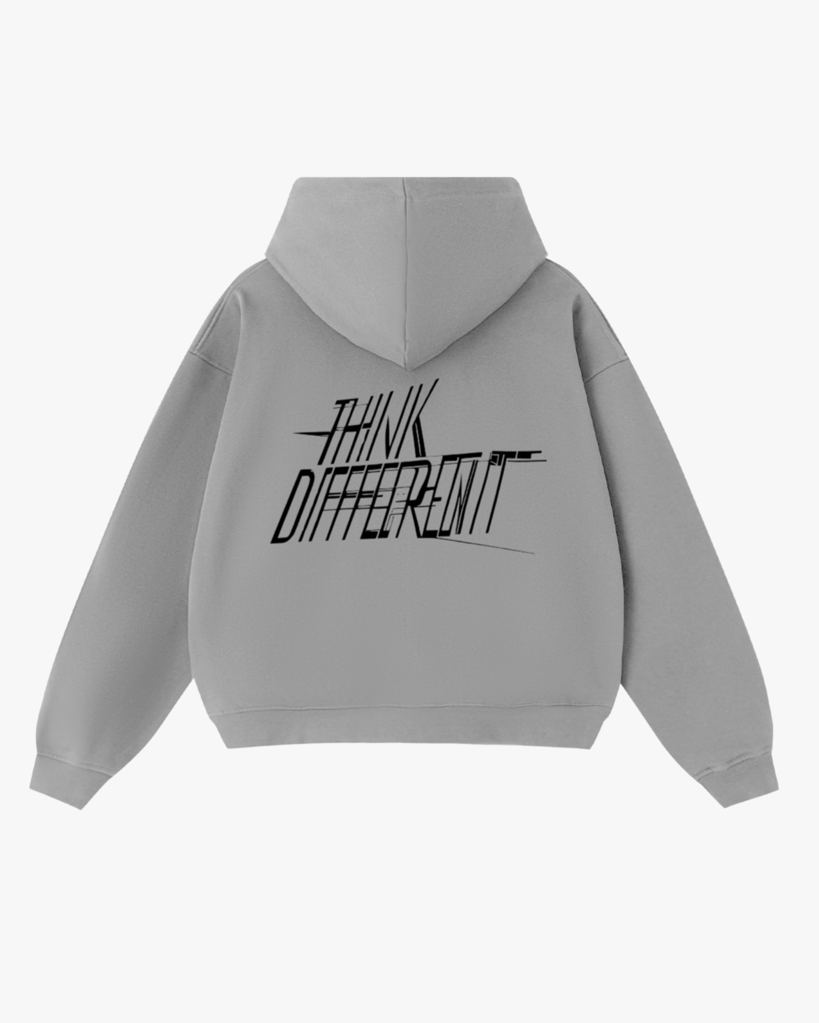 Sudadera EPIC ME Gris Ahumado con estampado Think Different en la espalda