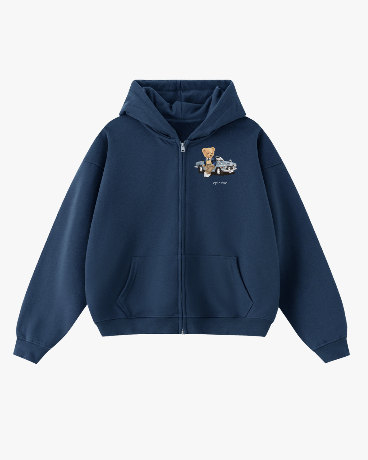 sudadera con capucha y cremallera bear epic me azul marino frontal