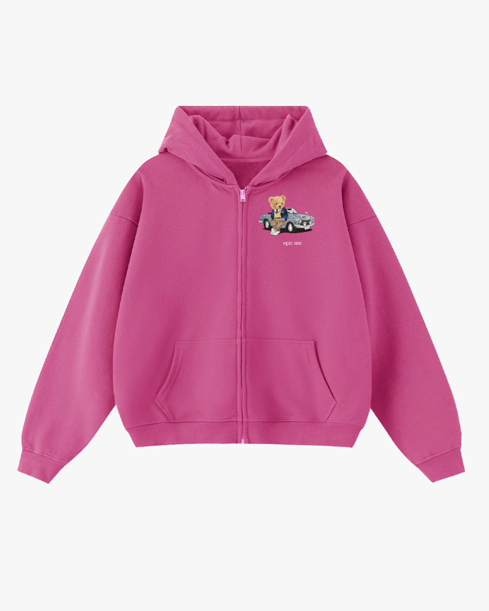 sudadera con capucha y cremallera bear epic me rosa frontal