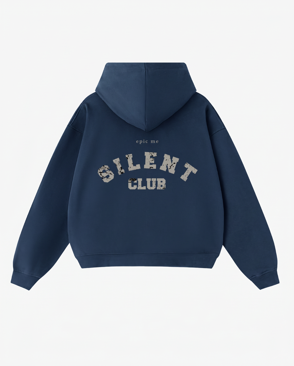 Sudadera con cremallera cropped oversize azul Silent Club plano espalda Epic Me