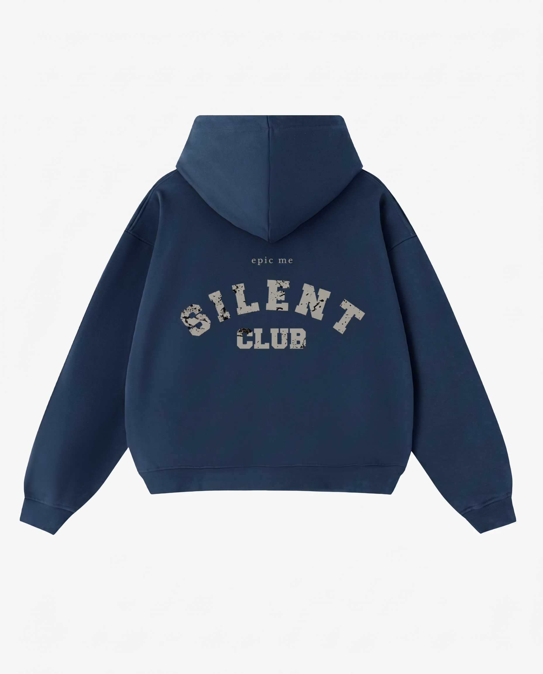 Sudadera con cremallera cropped oversize azul Silent Club plano espalda Epic Me