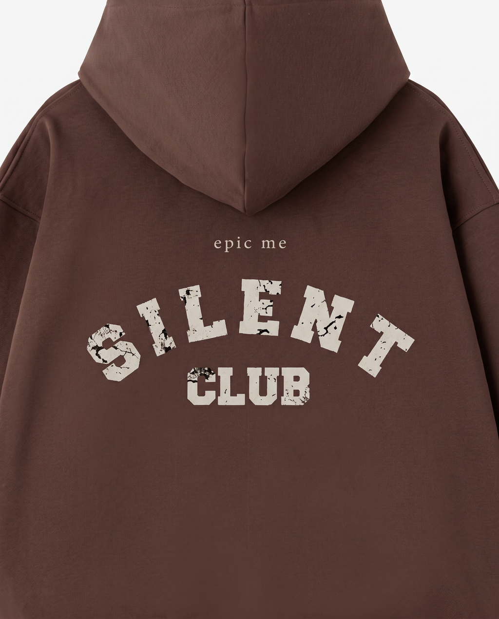 Sudadera con cremallera cropped oversize marrón Silent Club plano espalda Epic Me