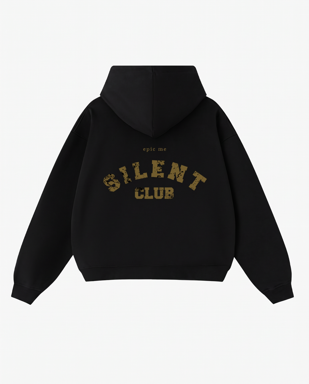 Sudadera con cremallera cropped oversize negro Silent Club plano espalda Epic Me