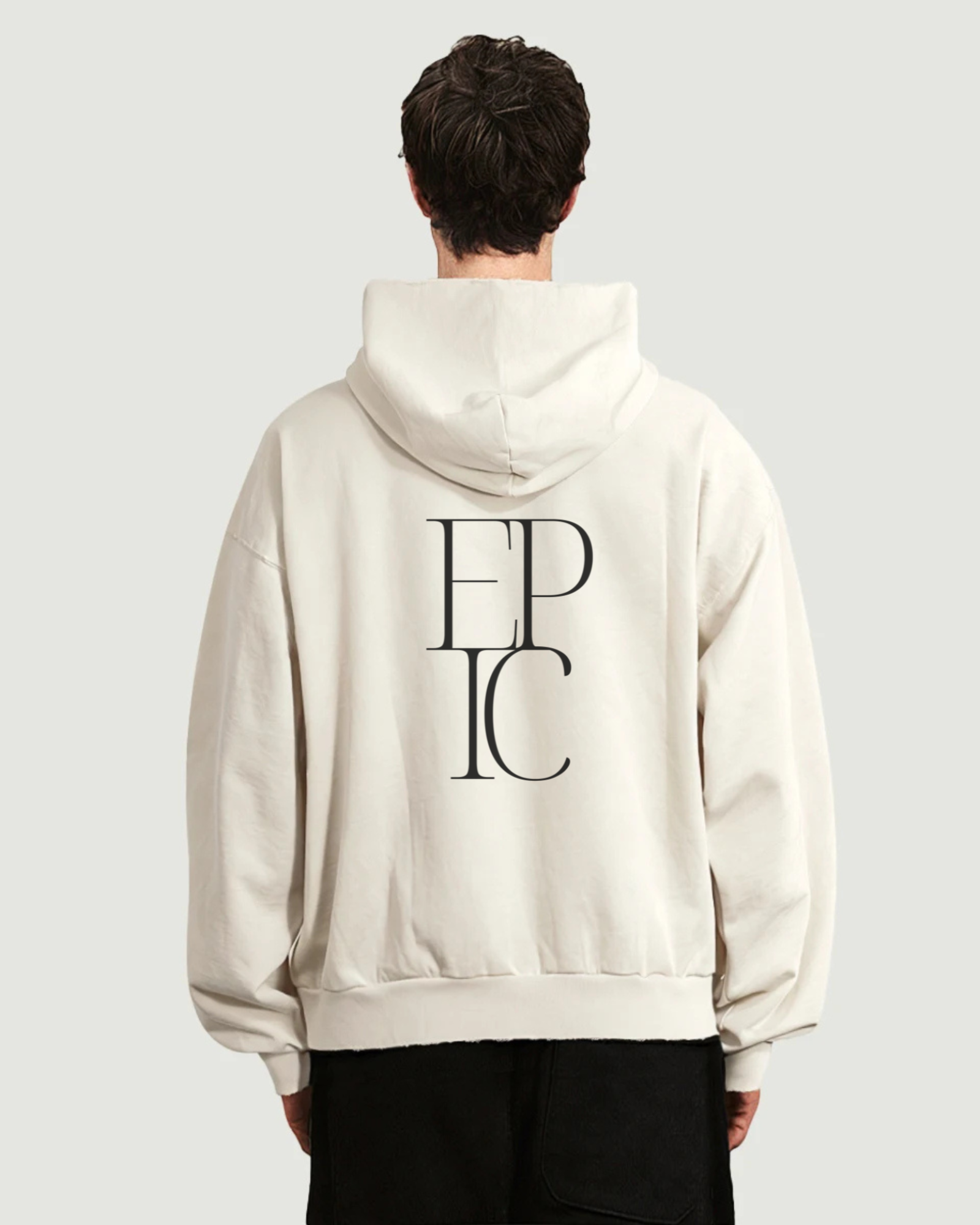 Sudadera con capucha degradada con estampado EPIC grande en la espalda