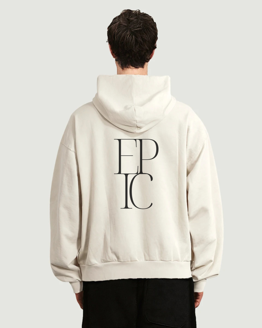Sudadera con capucha degradada con estampado EPIC grande en la espalda
