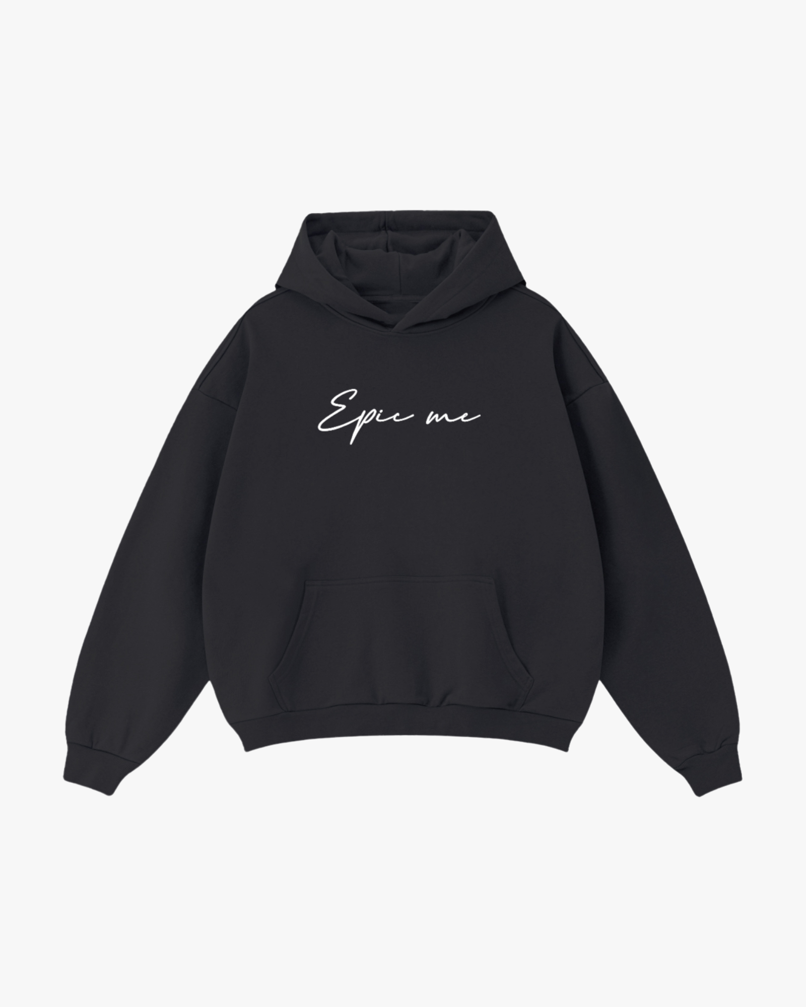 sudadera oversize negra con capucha EPIC ME frontal
