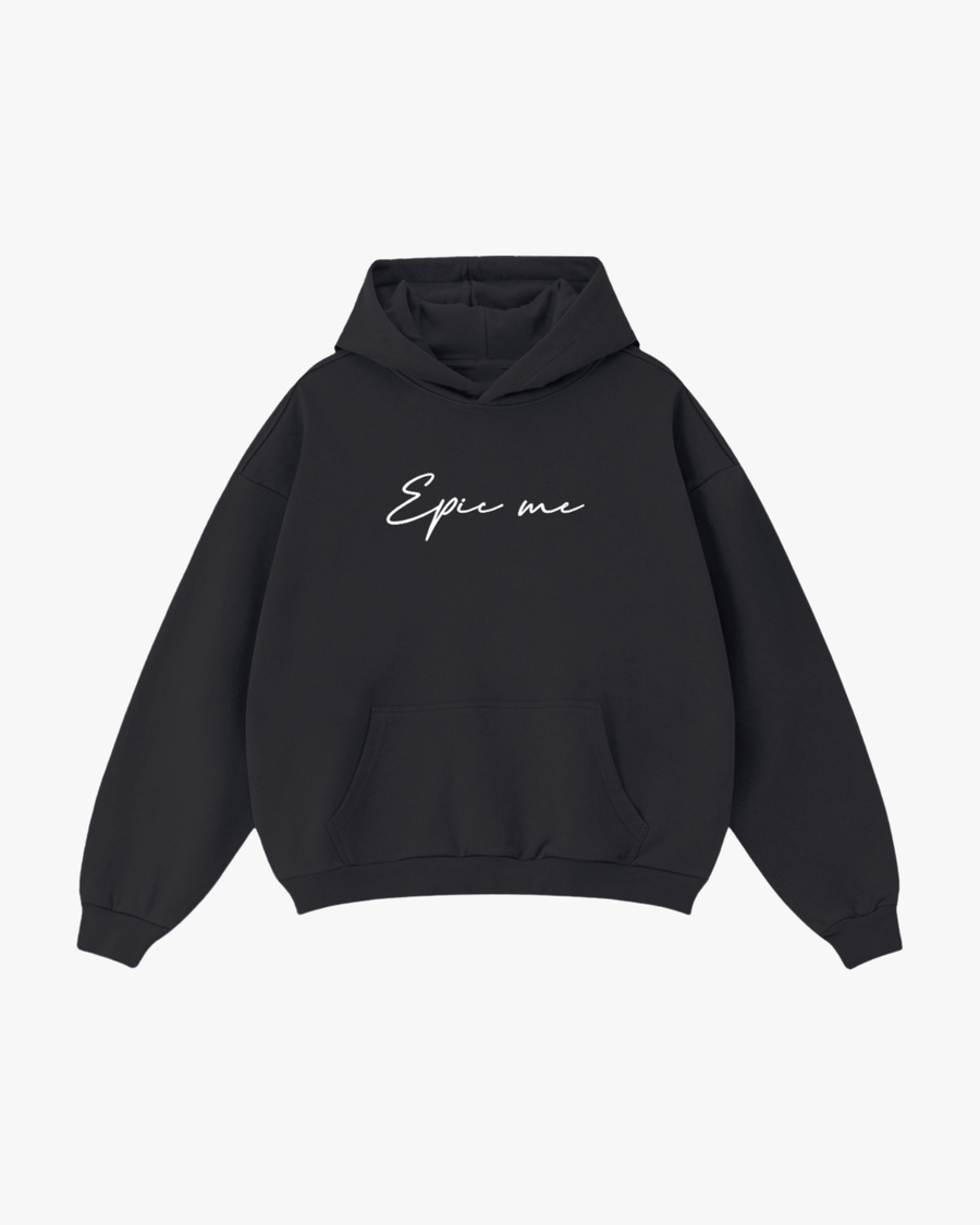 sudadera oversize negra con capucha EPIC ME frontal