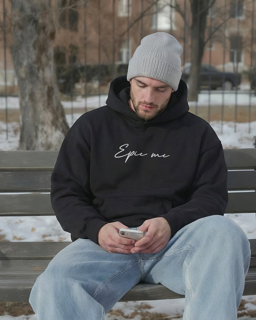 sudadera oversize negra EPIC ME estilo urbano