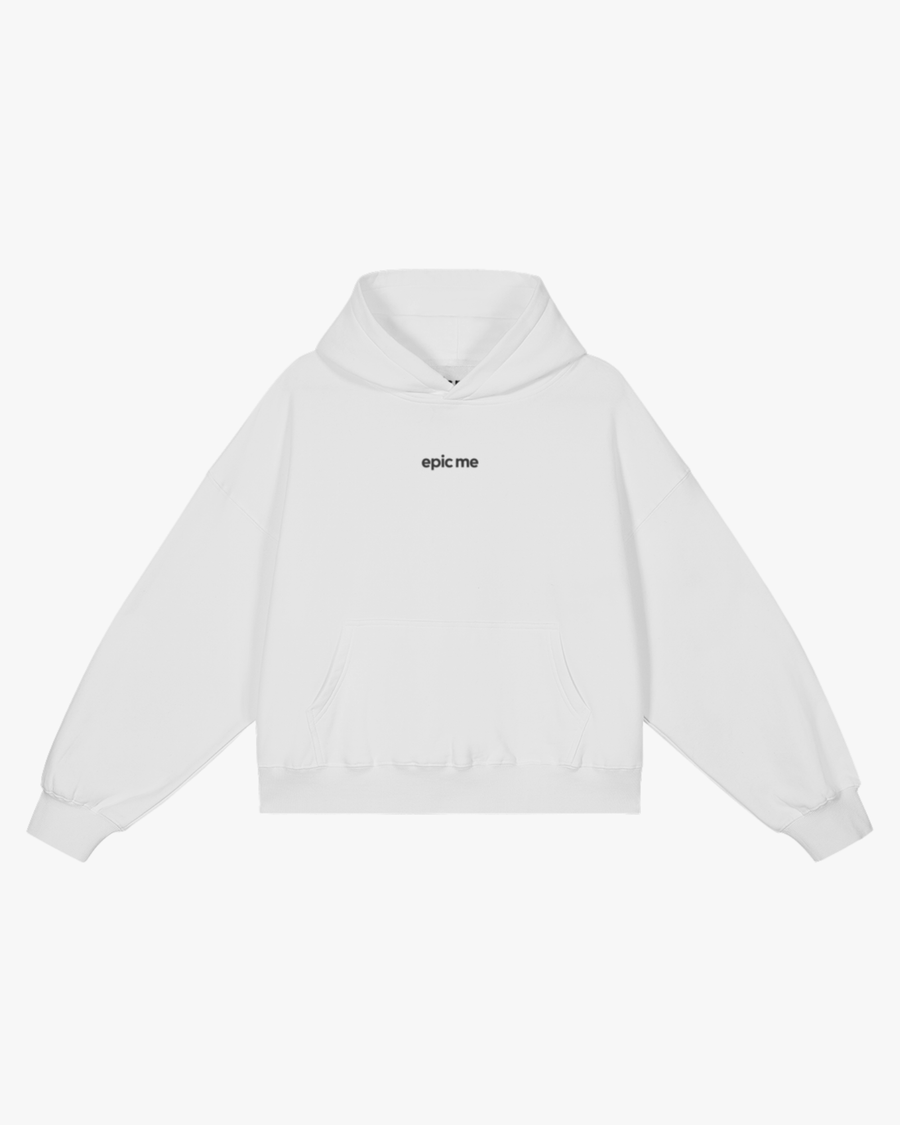 sudadera oversize blanca EPIC ME New Day con logo bordado frontal