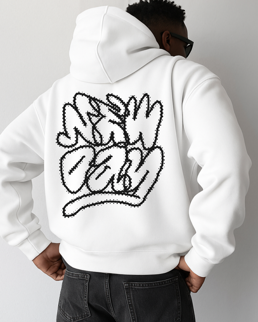 sudadera oversize blanca EPIC ME New Day estilo urbano