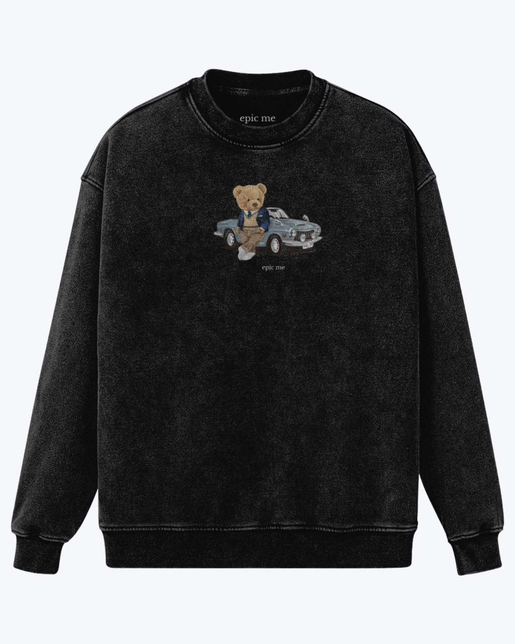 Sudadera oversize Bear Negra EPIC ME algodón premium efecto lavado